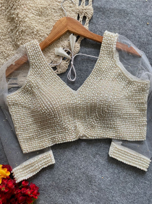 Handcrafted Pearl Work all over Blouse