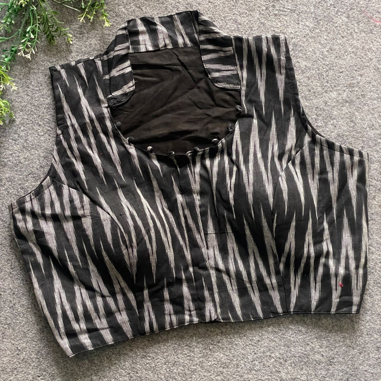 Ikkat Cotton Sleeveless Blouse