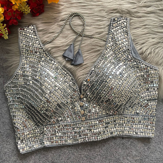 Phantom Mirror + Heavy Stone Handwork with Real Bottom Blouse