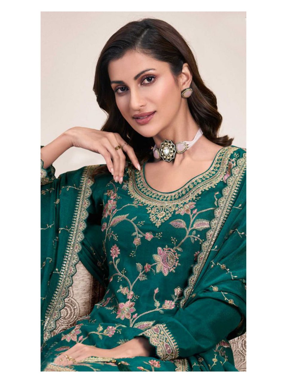 Multicolor Embroidery Work Santoon Inner Suit