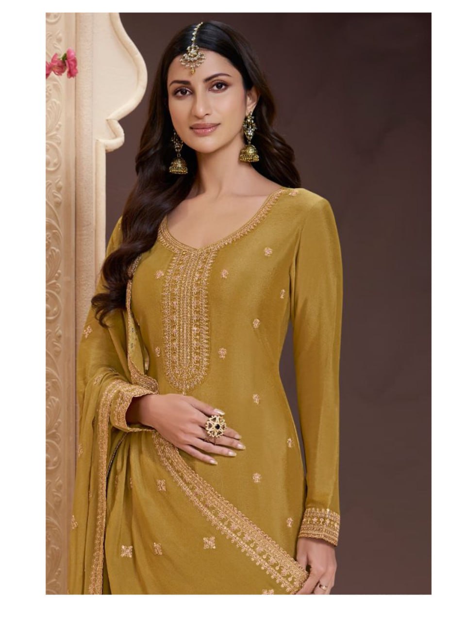 Multicolor Embroidery Work Suit With Plazo