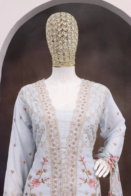 Vichitra With Embroidery work+ sequence Suit