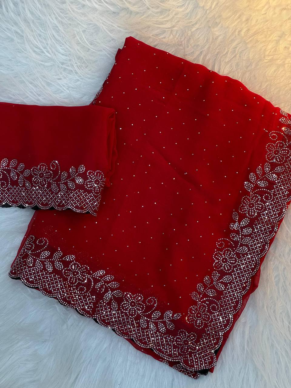 GEORGETTE FABRIC WITH STON WORK SAREE