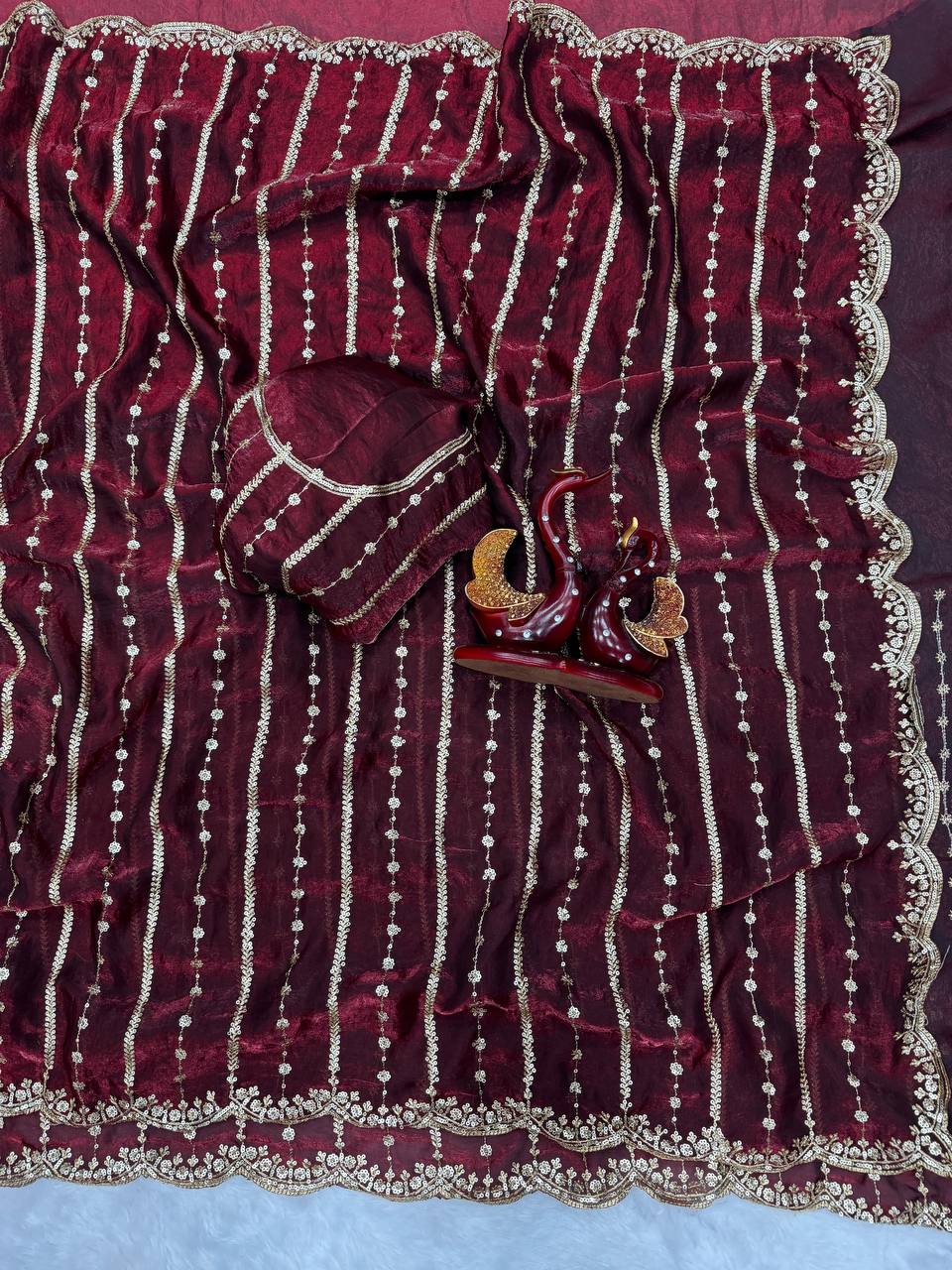 Embroidery Soft Space Silk Saree (M1001)