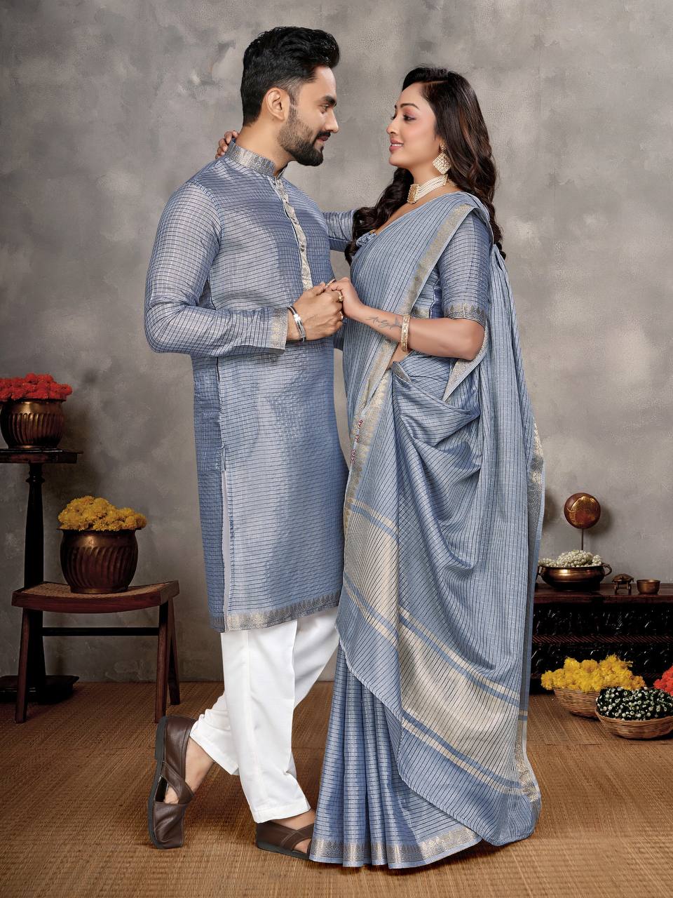 COUPLE COMBO KURTA WITH SAREE