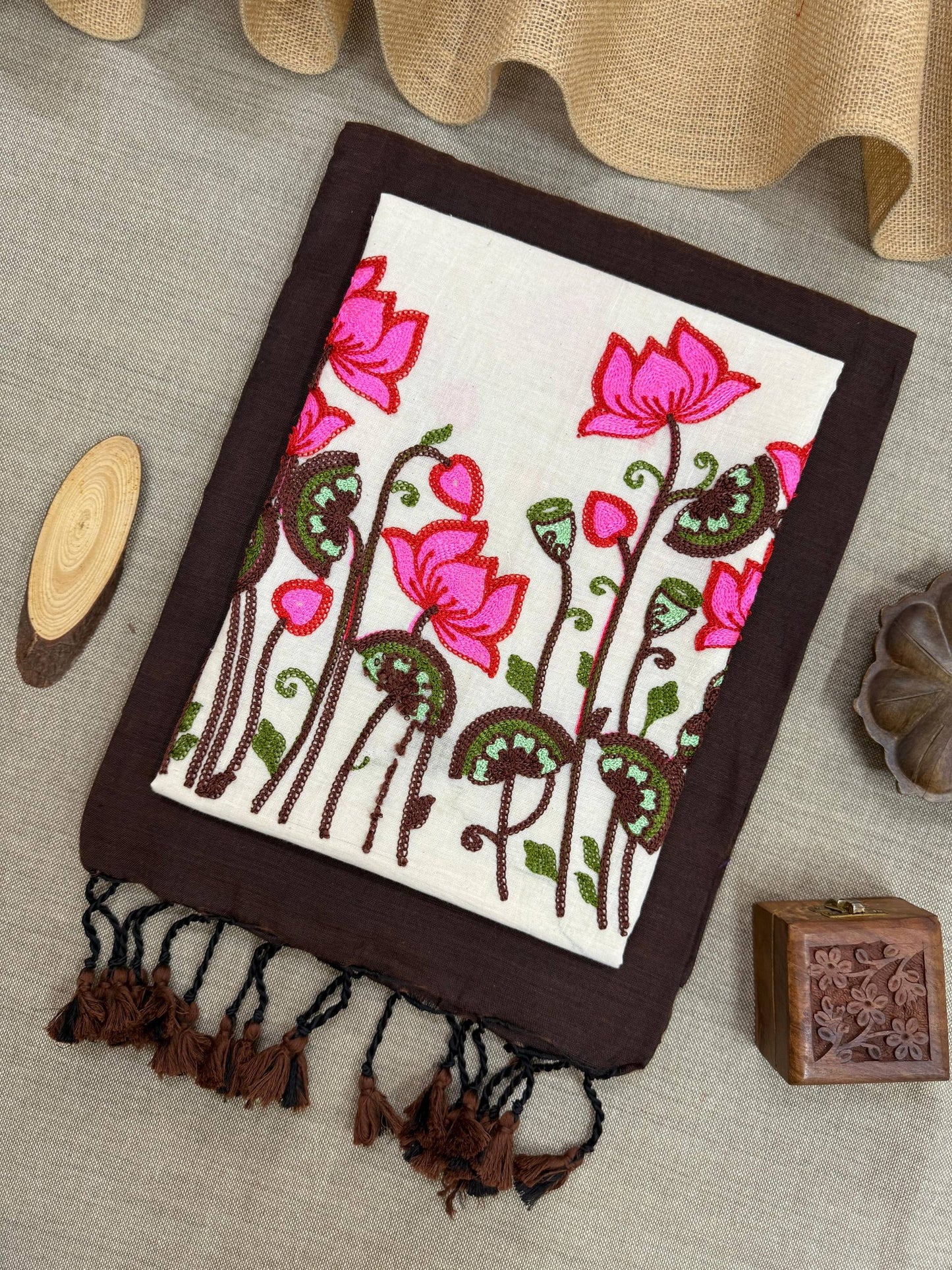 Pure Handloom Khadi Cotton With Unstitched Blouse