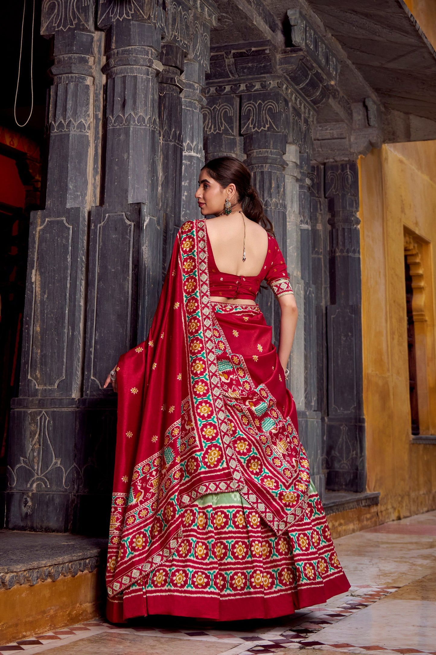 MEHENDI GREEN IKKAT PRINT LEHENGA PREORDER SPECIAL