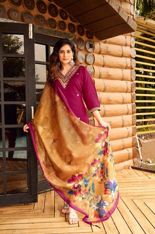 Fully Stitched Ethnic Set with Dupatta