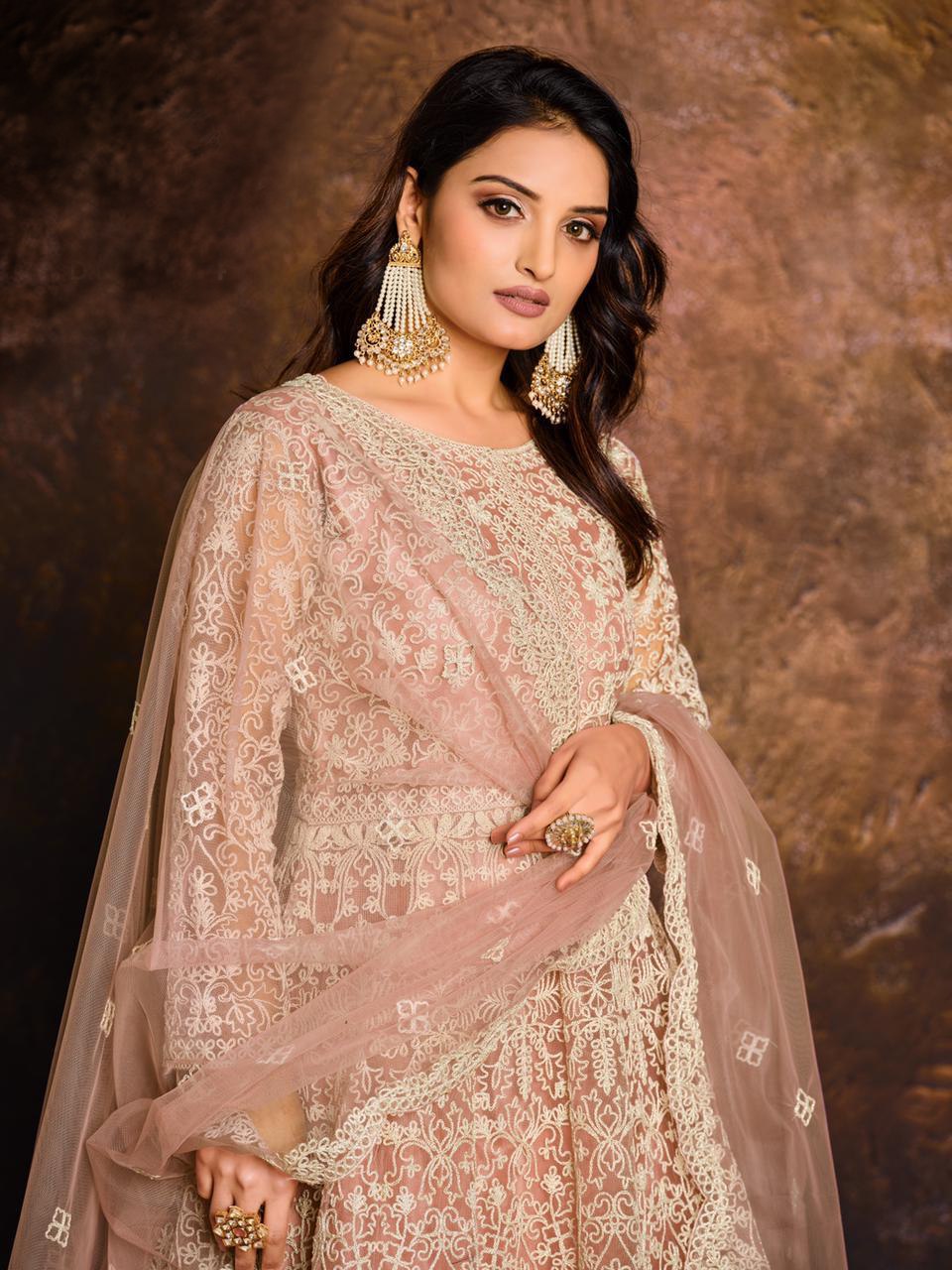 Vani Net with Coding Embroidery Unstitched Suits