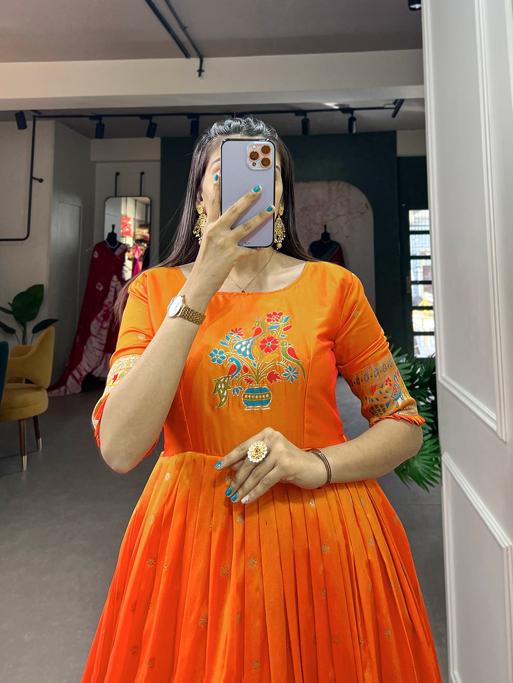 Jacquard Silk Paithani Gown Timeless Elegance with Traditional Weaving