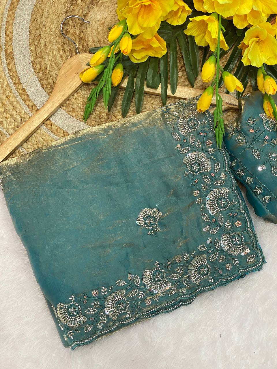 The most trending Beads Work Concept Saree