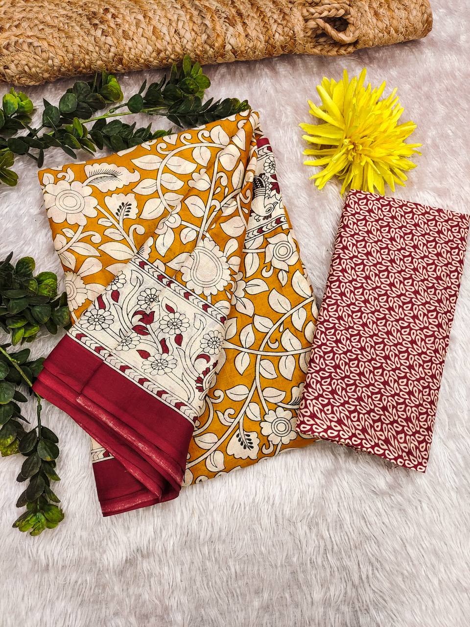 Kalamkari Print Mul Cotton Saree Collection