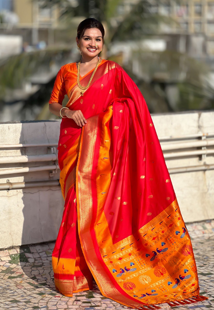 Soft Silk Rich Gold Zari Weaving Paithani Saree