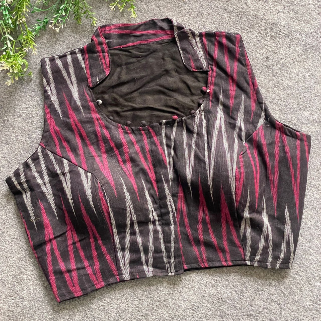 Ikkat Cotton Sleeveless Blouse