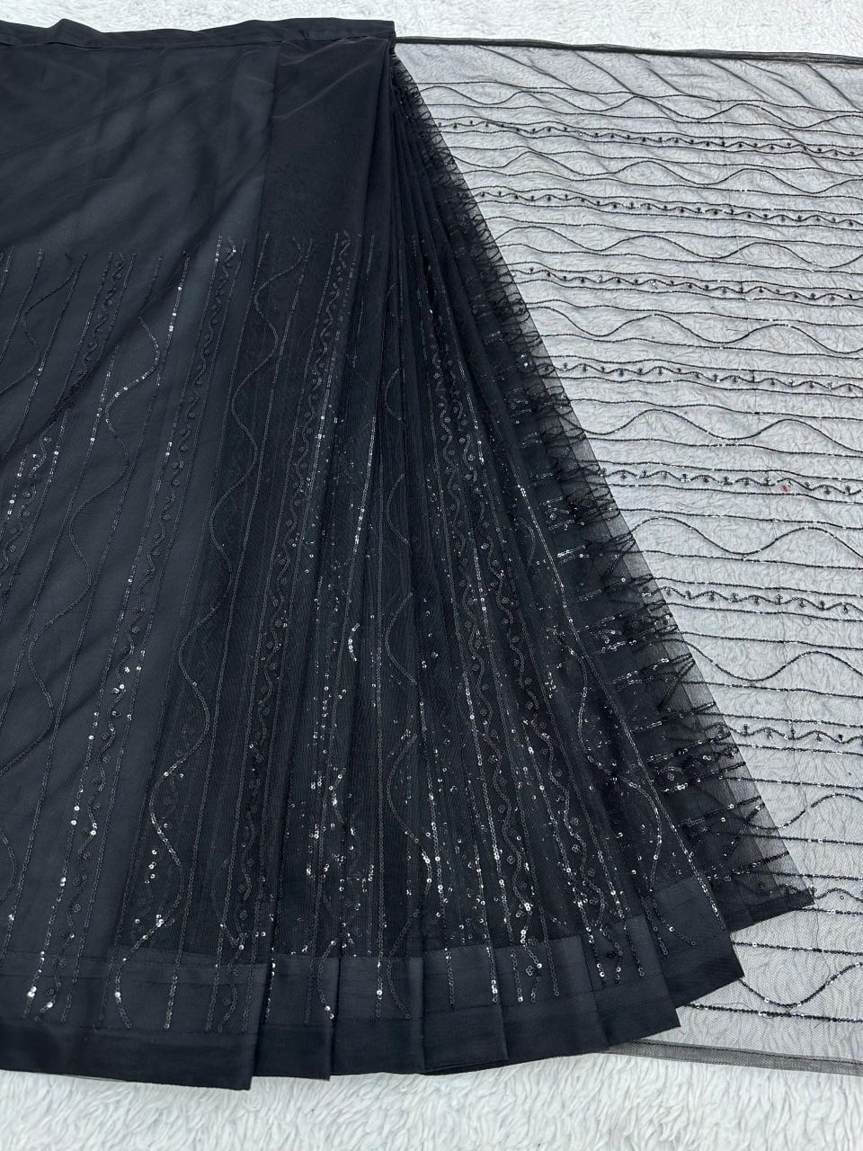 Heavy Net Sequence Work with Fancy Lace Ready To Wear Saree