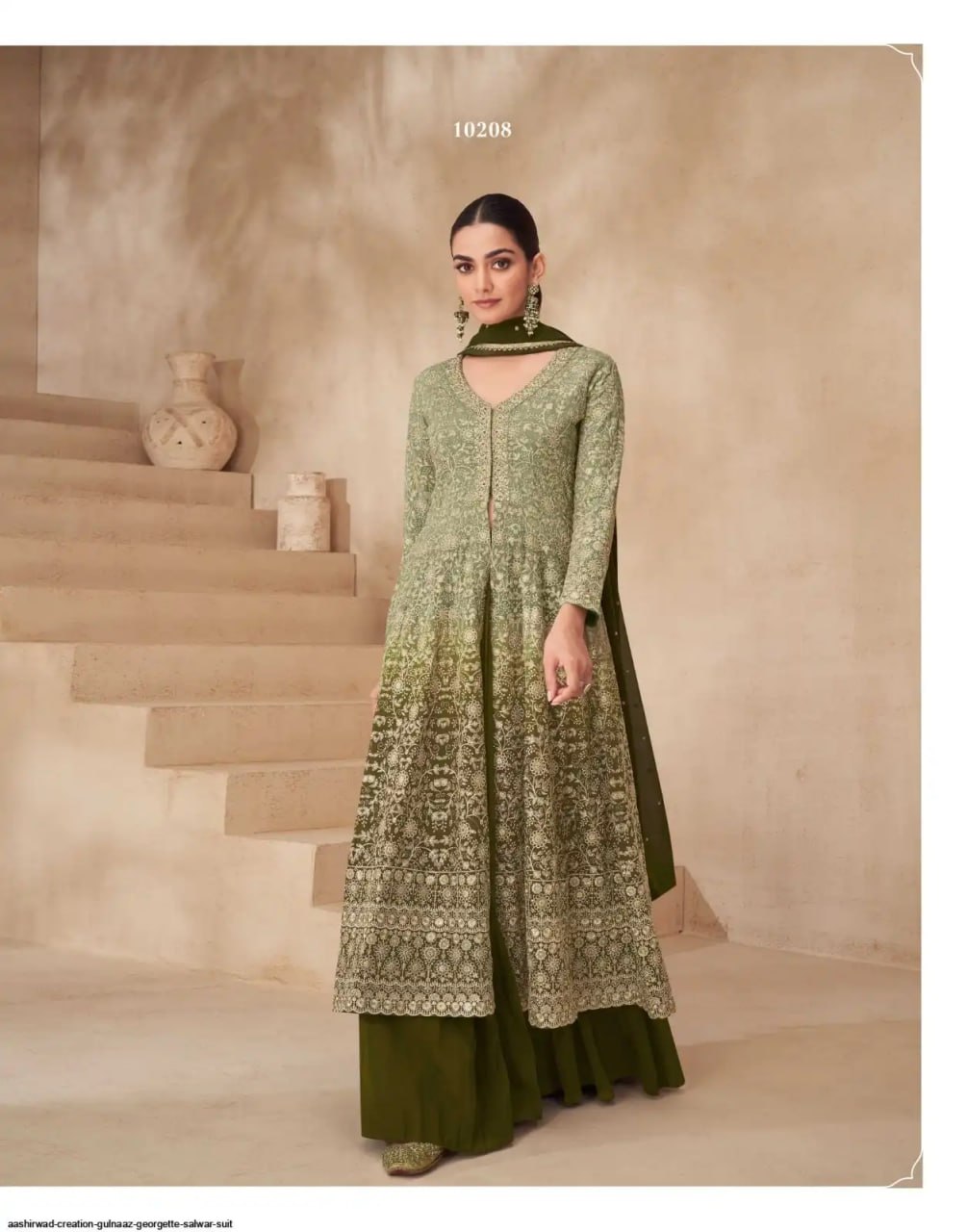 Georgette Zari & Thread Embroidery + Sequence Work Suit