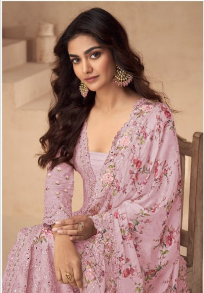 Vichitra With Embroidery work+ sequence Suit