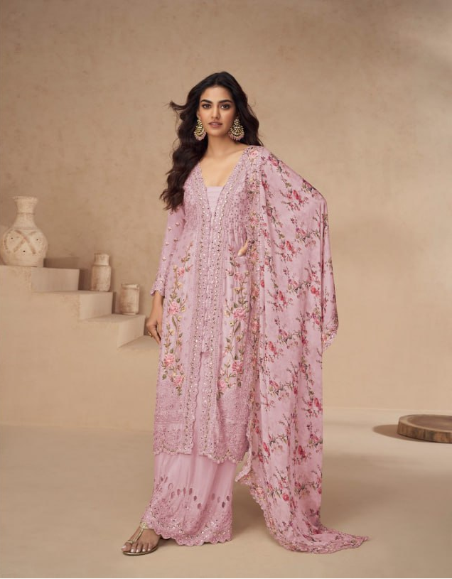 Vichitra With Embroidery work+ sequence Suit
