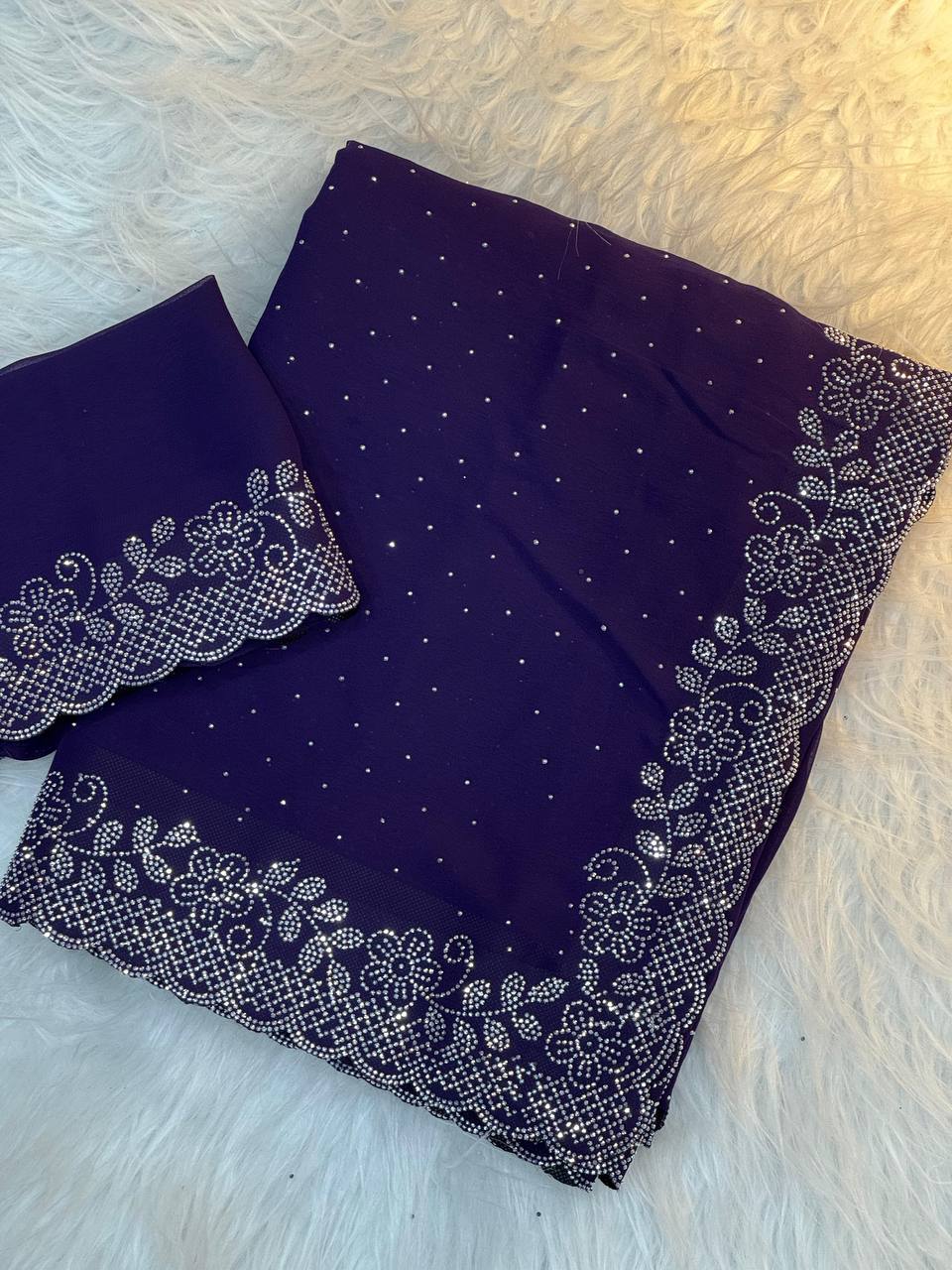 GEORGETTE FABRIC WITH STON WORK SAREE