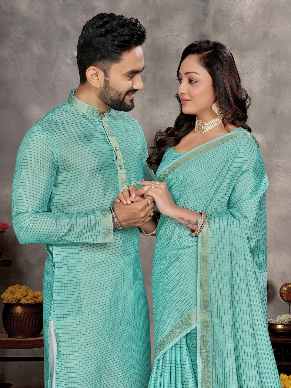 COUPLE COMBO KURTA WITH SAREE