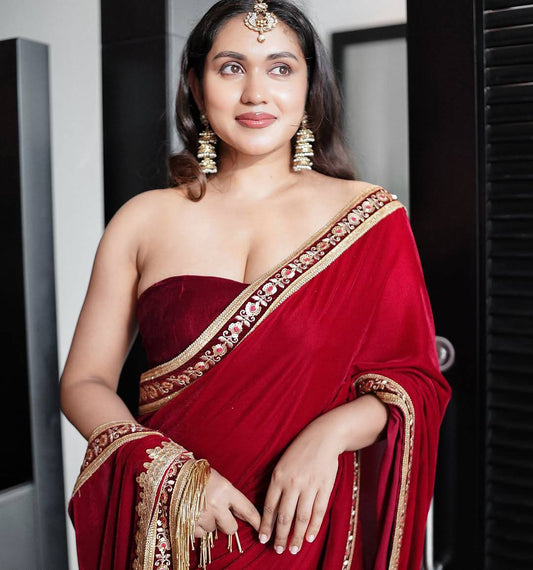 Beautiful Velvet Saree Collection Special for Durga Puja 6026