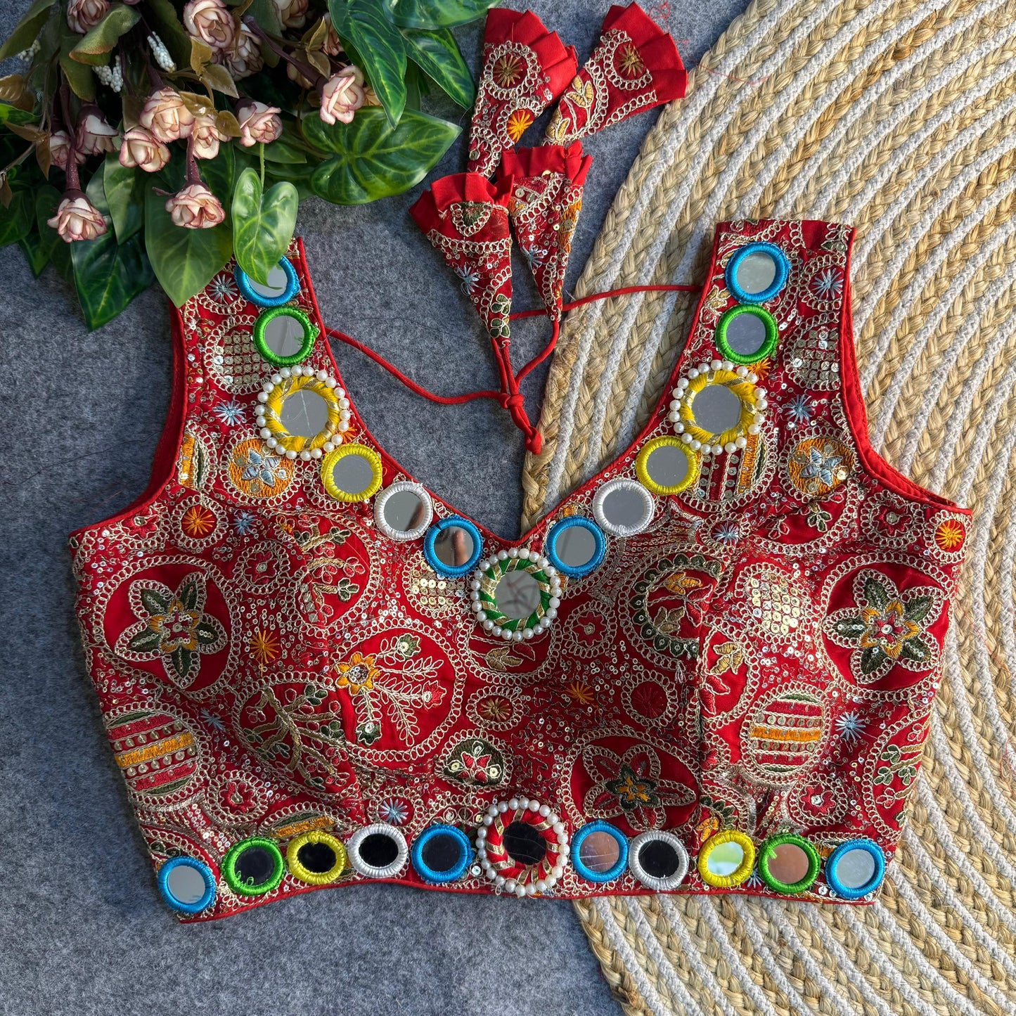 Navratri Special Real Multi Mirror + Codding Work Bollywood Style Blouse ♥️