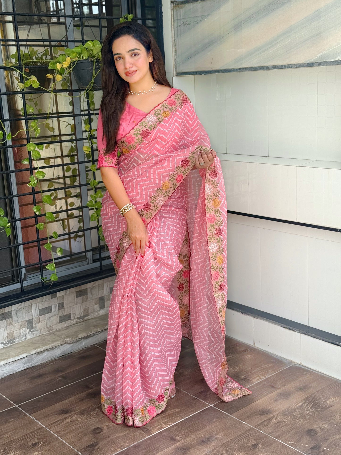 Cotton satin Saree Simple yet elegant embroidered saree, perfect for festive and casual wear