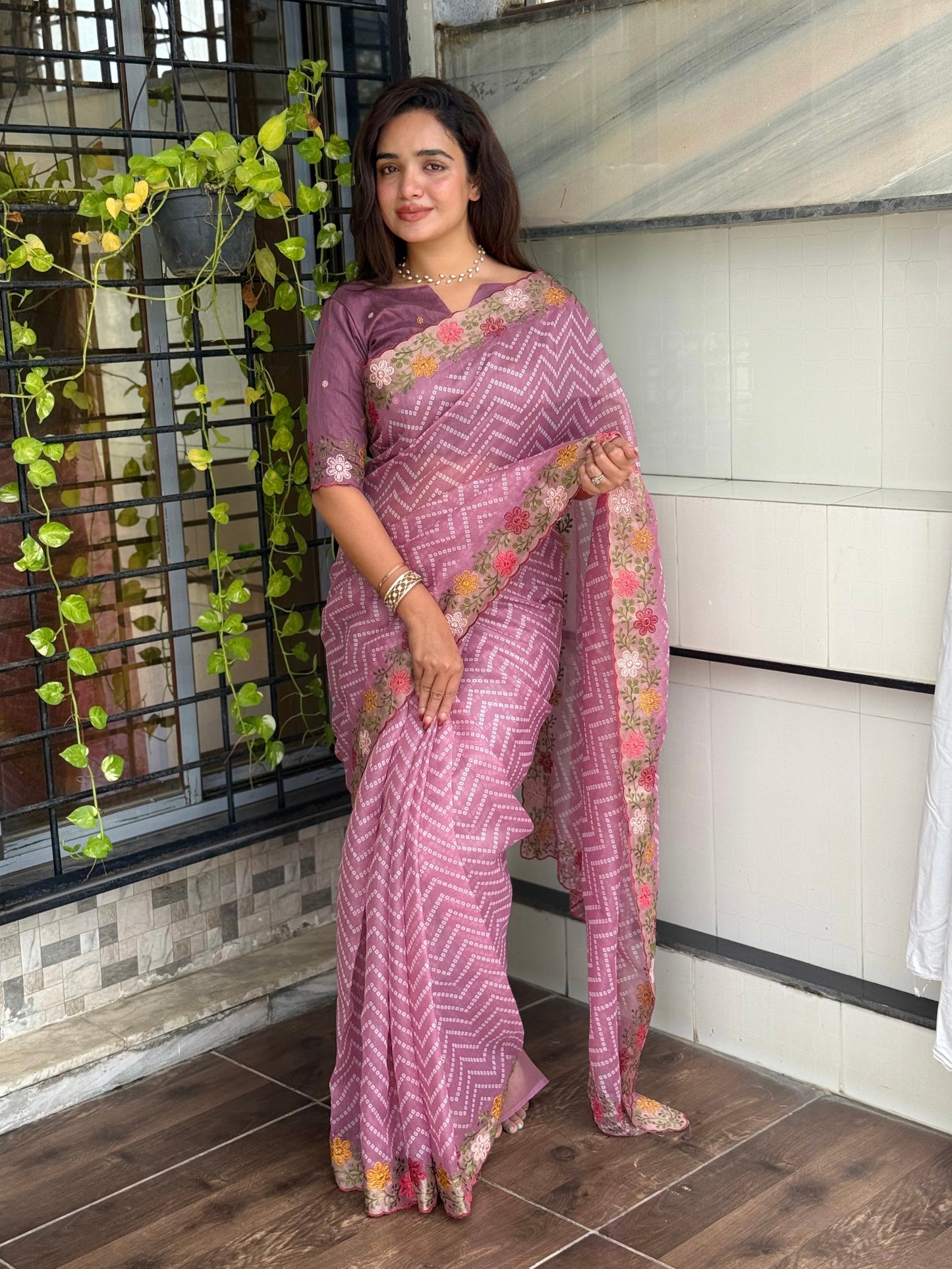 Cotton satin Saree Simple yet elegant embroidered saree, perfect for festive and casual wear
