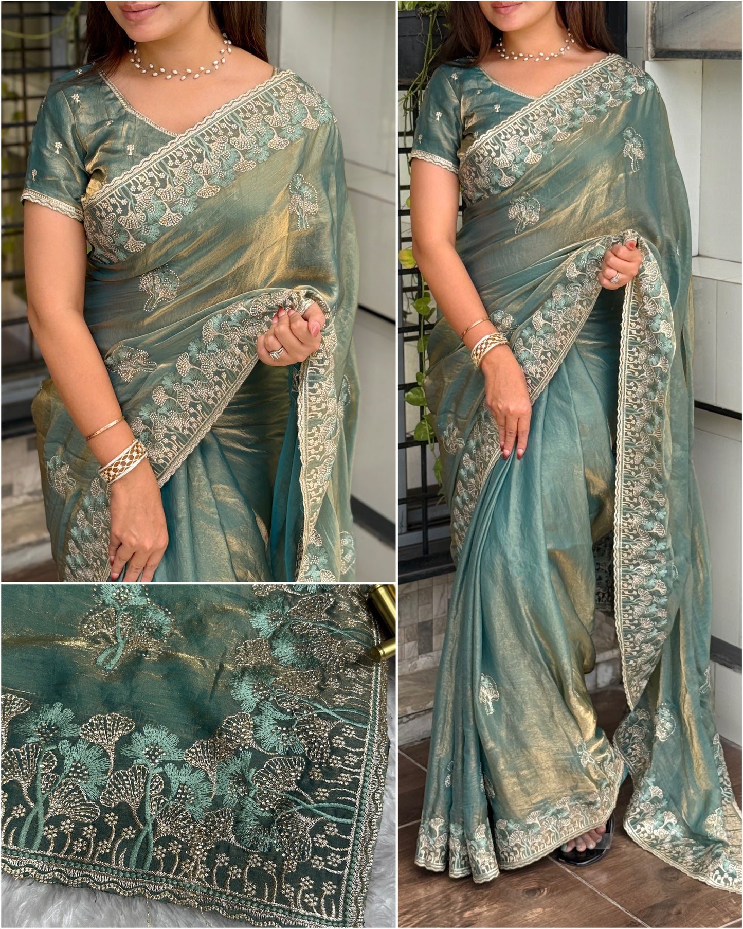 NC satin saree with matching NC satin blouse