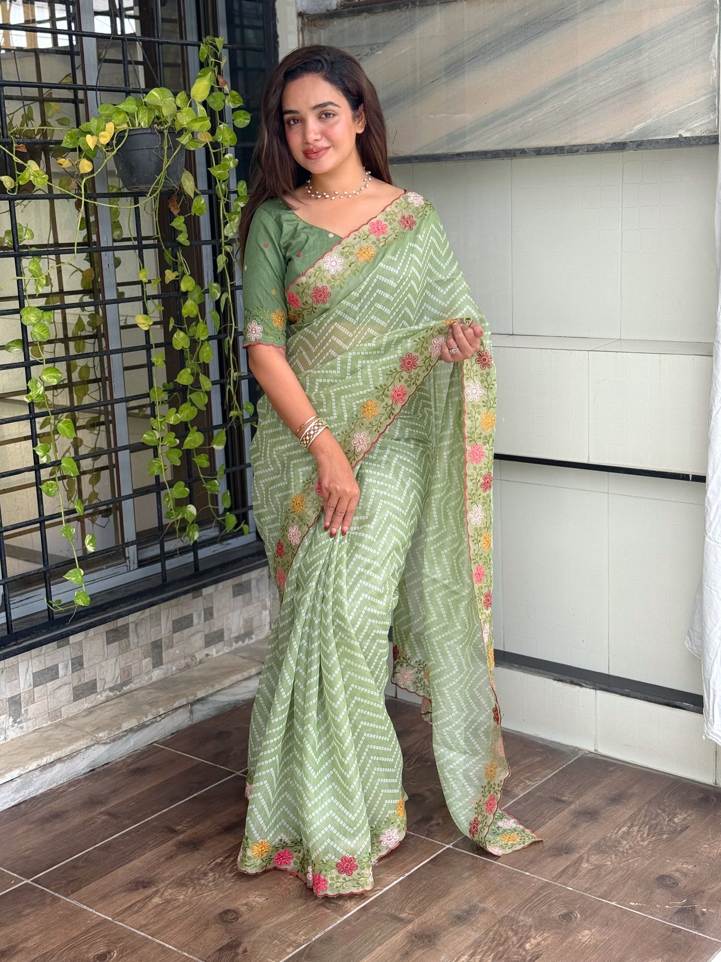 Cotton satin Saree Simple yet elegant embroidered saree, perfect for festive and casual wear