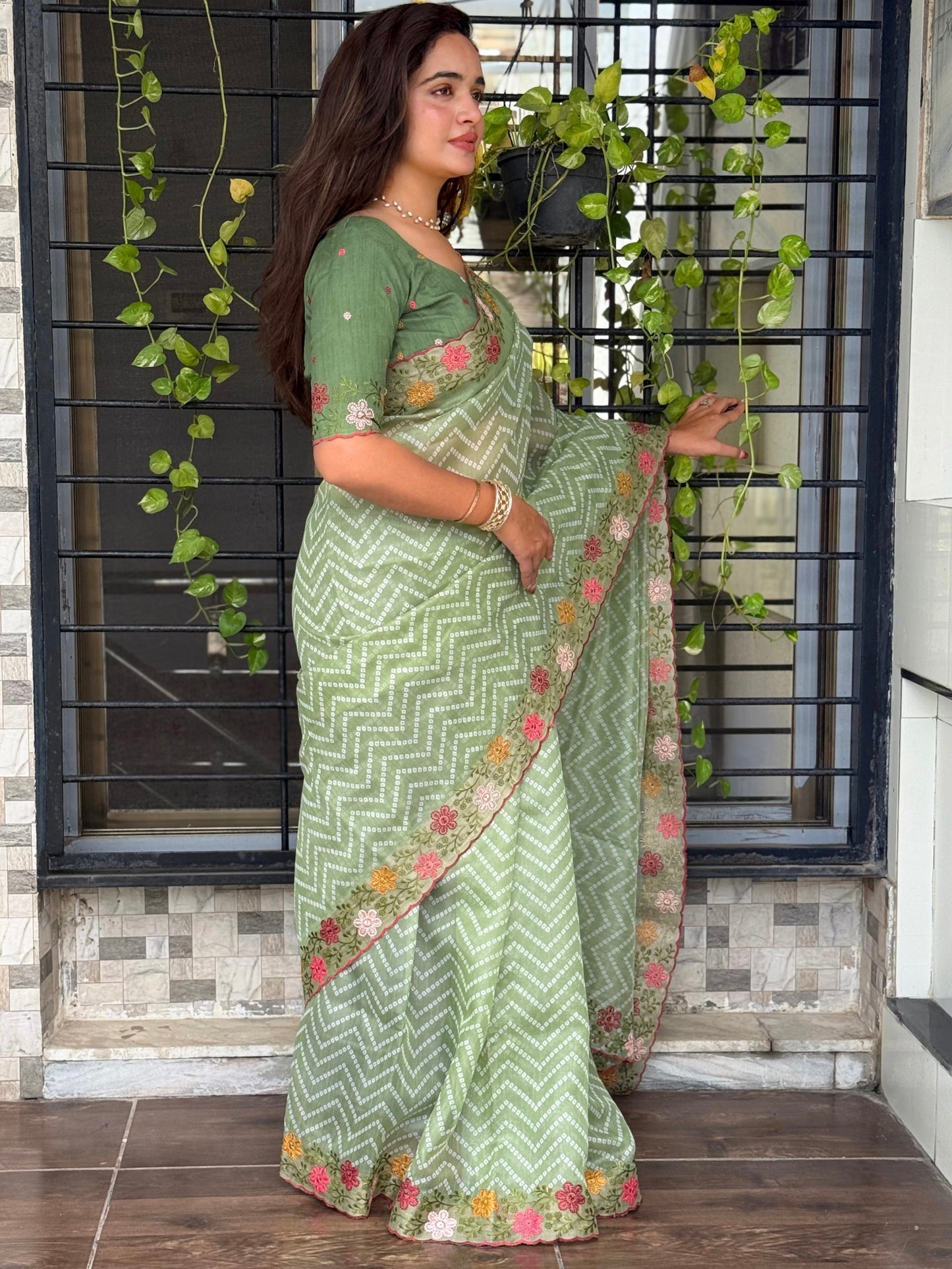Cotton satin Saree Simple yet elegant embroidered saree, perfect for festive and casual wear