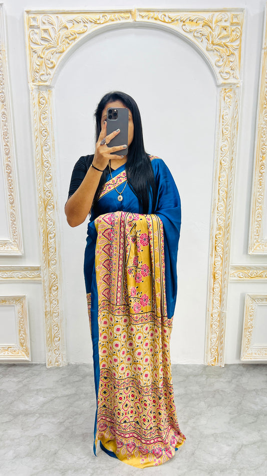 Semi Gajji Silk Soft and Smooth Saree With Print