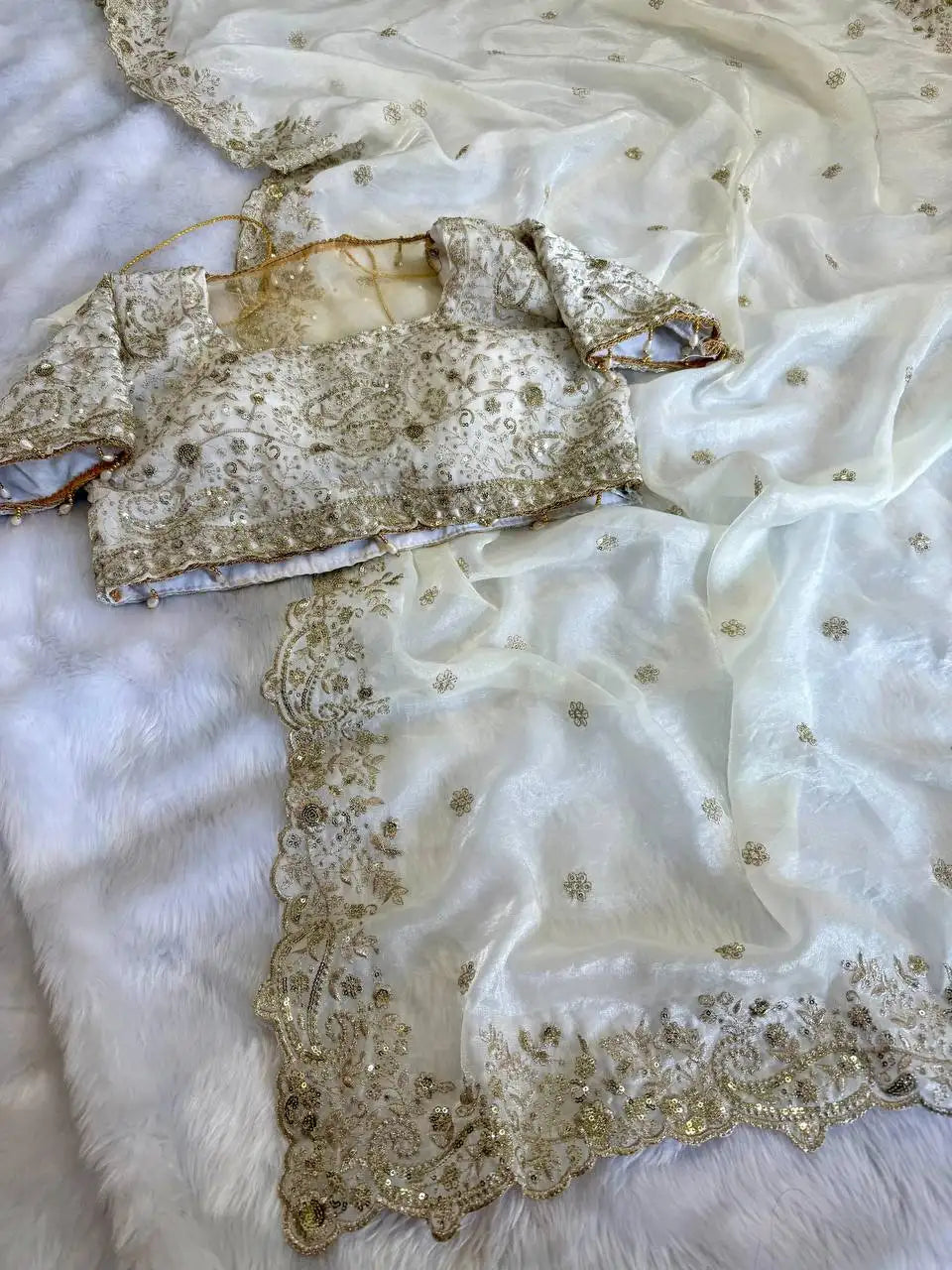 Premium Space Silk Mango Zari Work Saree with Stitched Blouse HF28