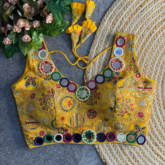 Navratri Special Real Multi Mirror + Codding Work Bollywood Style Blouse ♥️