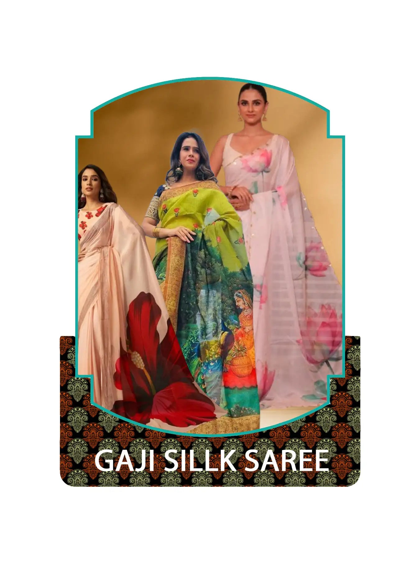 Women’s digital printed saree collection featuring floral and modern print designs.