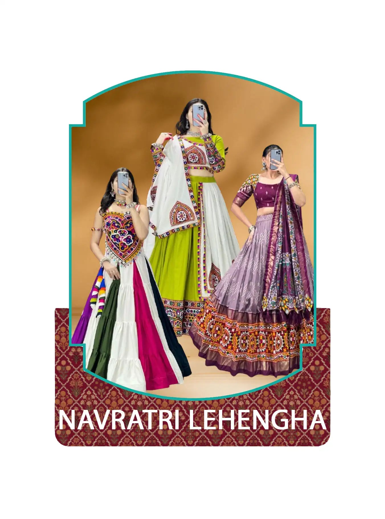 Navratri lehenga collection featuring colorful traditional chaniya choli designs for festive wear.