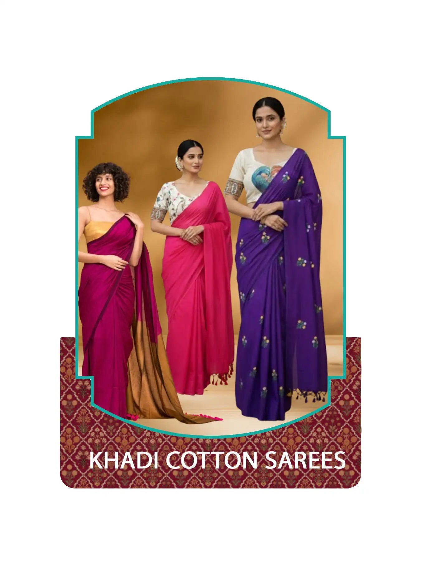 Khadi cotton sarees collection featuring handwoven traditional and elegant designs.