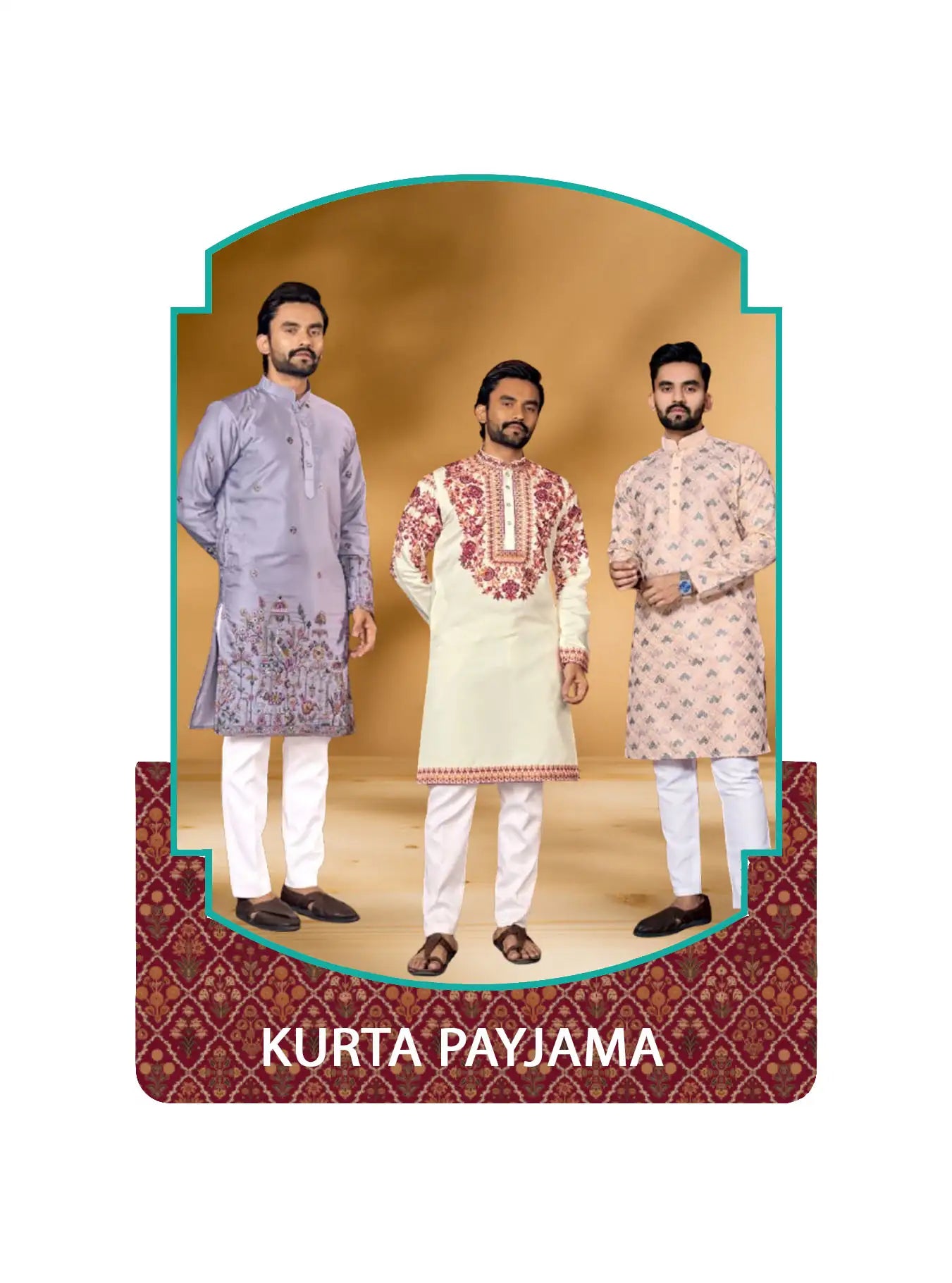 Kurta pajama collection featuring traditional and festive ethnic wear designs for men.