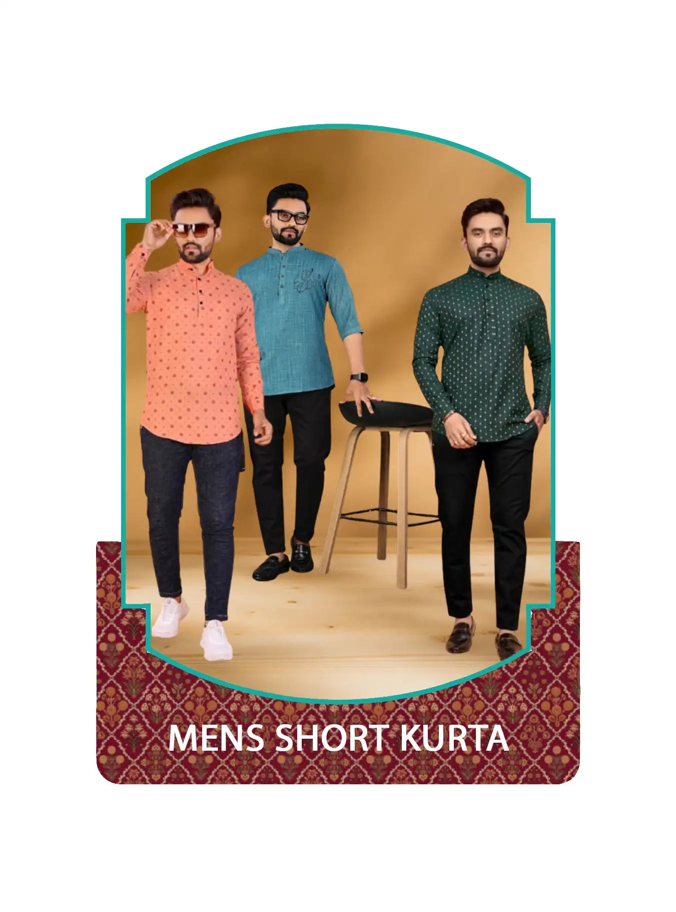Men’s short kurta collection featuring stylish casual and festive ethnic designs.