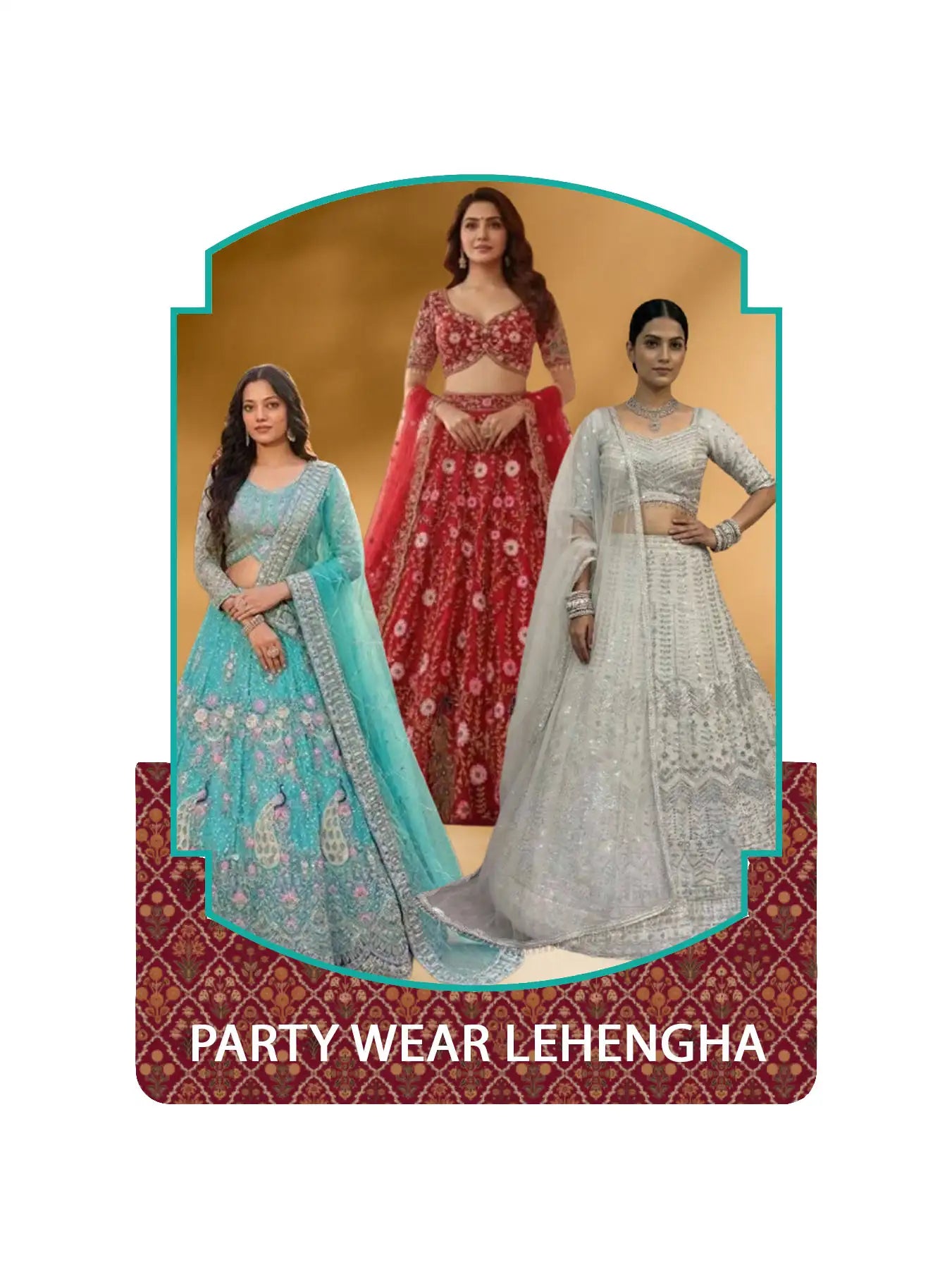 Party wear lehenga collection featuring stylish embroidered and designer festive designs.
