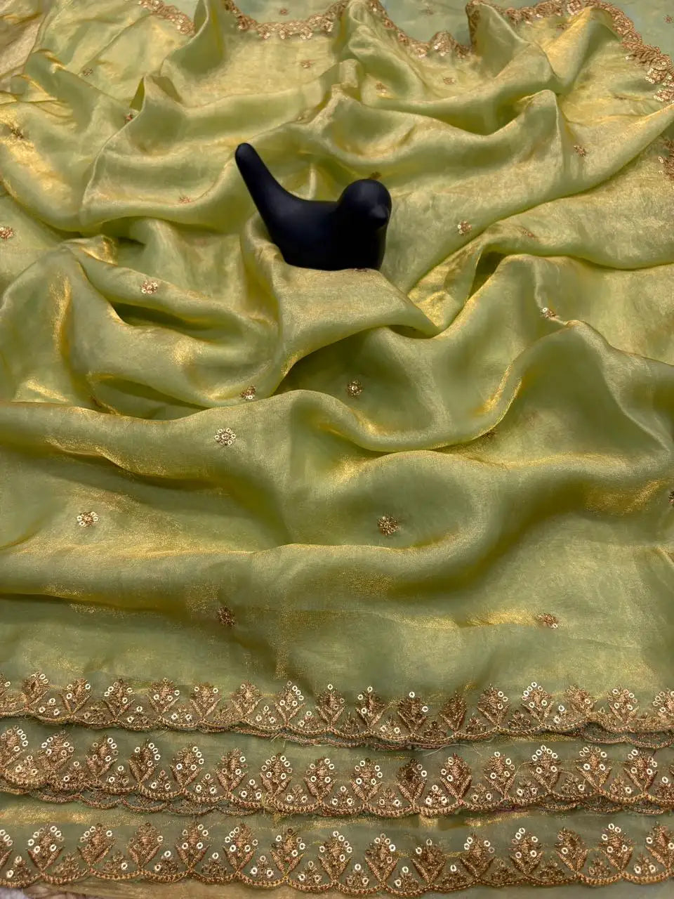 Soft Fancy Space Silk Saree with All-Over Embroidery & Sequence Work JET01