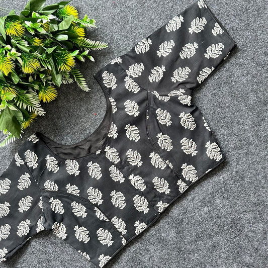 Cotton Ajrakh Print BoatNeck Neck Blouse