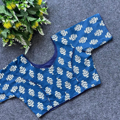 Cotton Ajrakh Print BoatNeck Neck Blouse