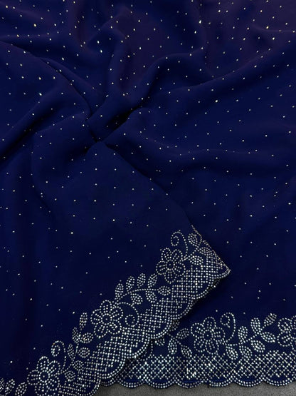 GEORGETTE FABRIC WITH STON WORK SAREE