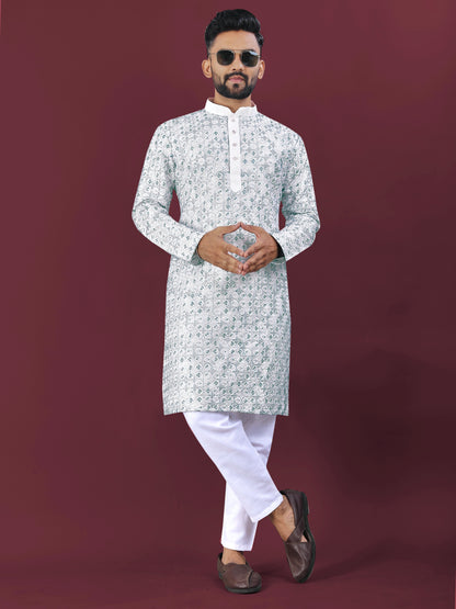 MEN’S TRADITIONAL LUCKNOWI CONCEPT KURTA WITH PAJAMA