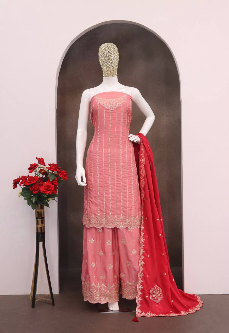 Chinon  Embroidery  Multi Coding Work Suit