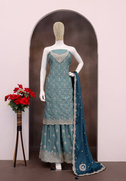 Chinon  Embroidery  Multi Coding Work Suit