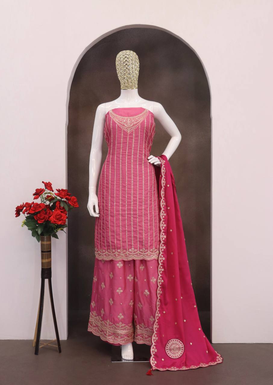 Chinon  Embroidery  Multi Coding Work Suit