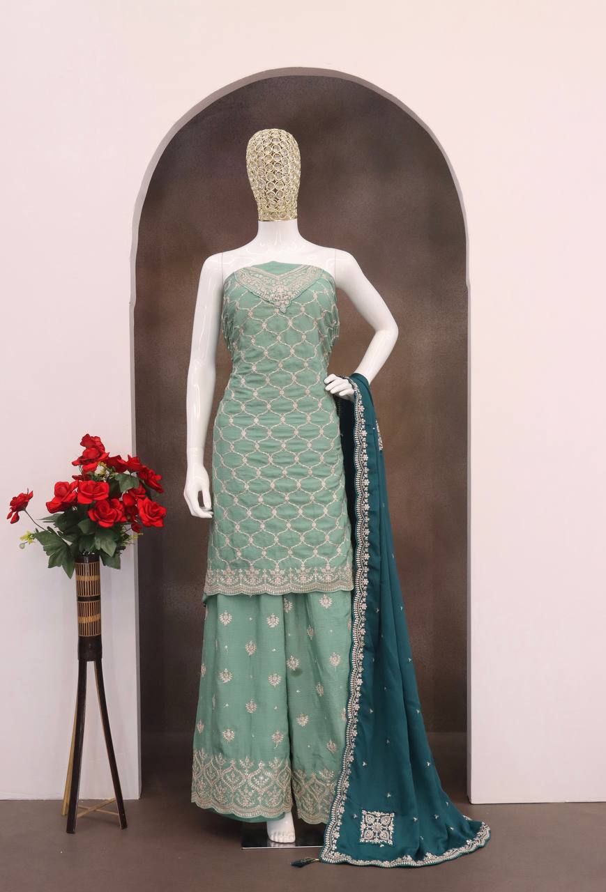 Chinon  Embroidery  Multi Coding Work Suit