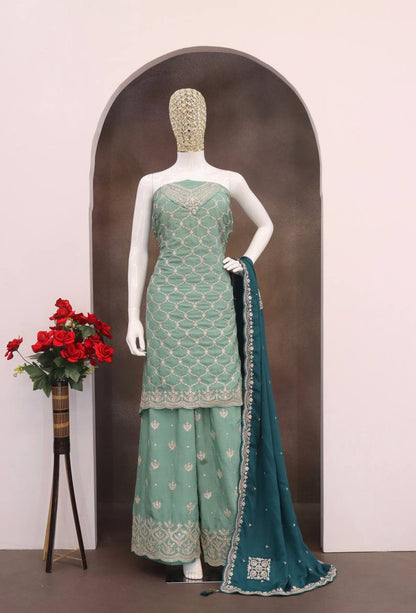 Chinon  Embroidery  Multi Coding Work Suit